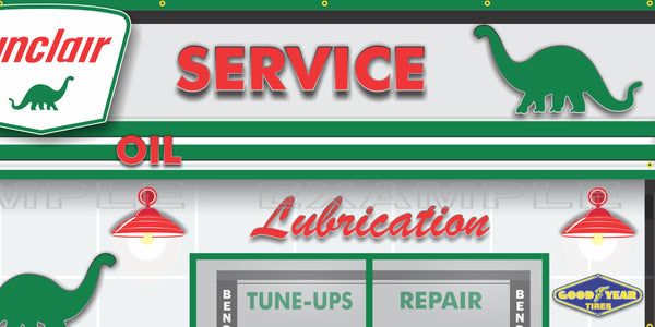 SINCLAIR DINO OLD GAS PUMP GAS STATION SCENE WALL MURAL SIGN BANNER GARAGE ART VARIOUS SIZES
