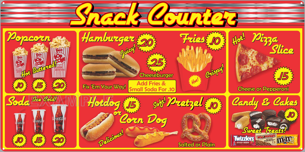 MENU ORDER BOARD SNACK COUNTER CONCESSIONS STAND THEATER DEPARTMENT STORE RESTAURANT DINER OLD SIGN REMAKE ALUMINUM CLAD SIGN VARIOUS SIZES