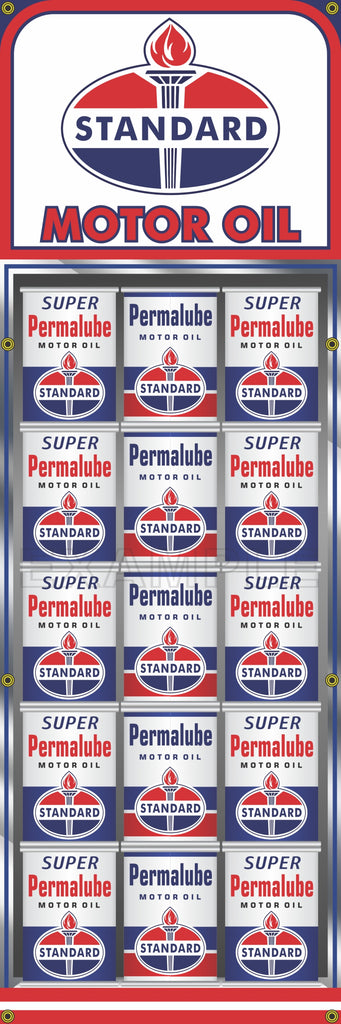 STANDARD OIL GAS STATION OIL CAN RACK DISPLAY PRINTED BANNER SIGN MURAL ART 20" x 60"