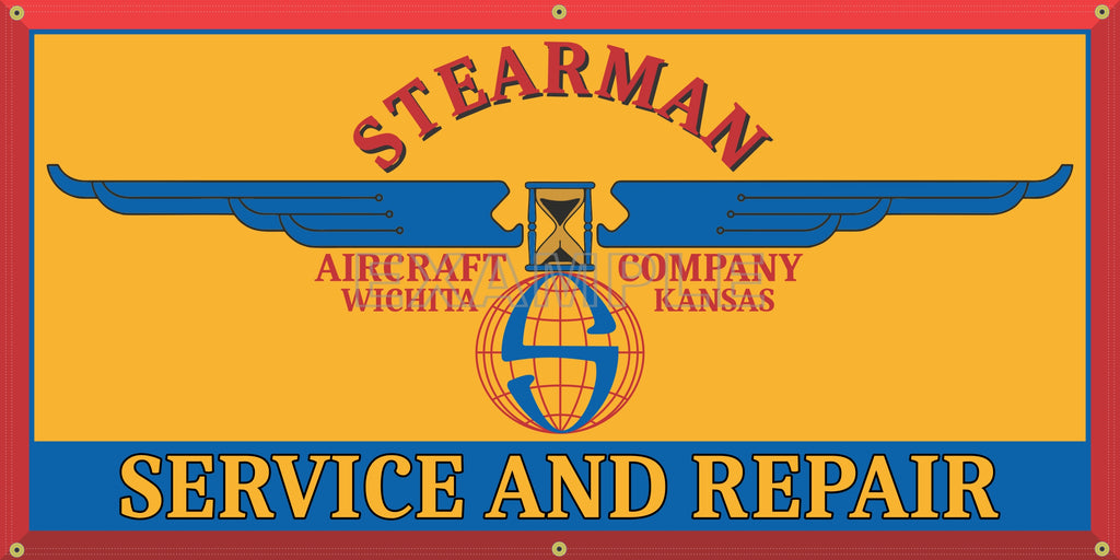 STEARMAN AIRCRAFT COMPANY AIRPLANES VINTAGE OLD SCHOOL SIGN REMAKE BANNER SIGN ART MURAL 2' X 4'/3' X 6'/4' X 8'