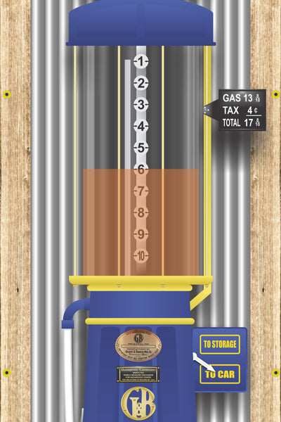 SUNOCO BLUE GAS STATION OLD VISIBLE GAS PUMP RUSTIC PRINTED BANNER MURAL ART 2' x 8'