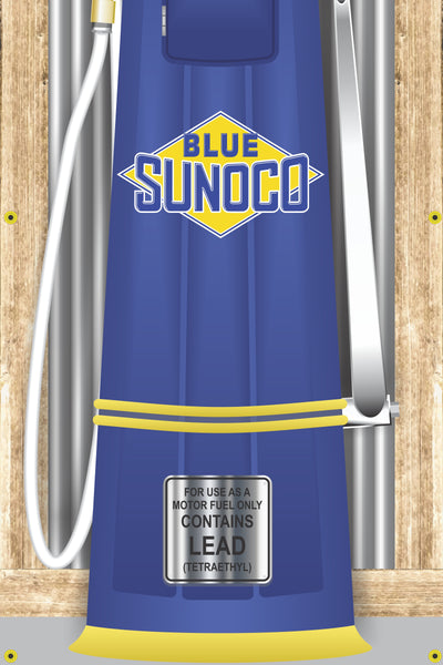 SUNOCO BLUE GAS STATION OLD VISIBLE GAS PUMP RUSTIC PRINTED BANNER MURAL ART 2' x 8'