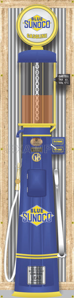 SUNOCO BLUE GAS STATION OLD VISIBLE GAS PUMP RUSTIC PRINTED BANNER MURAL ART 2' x 8'