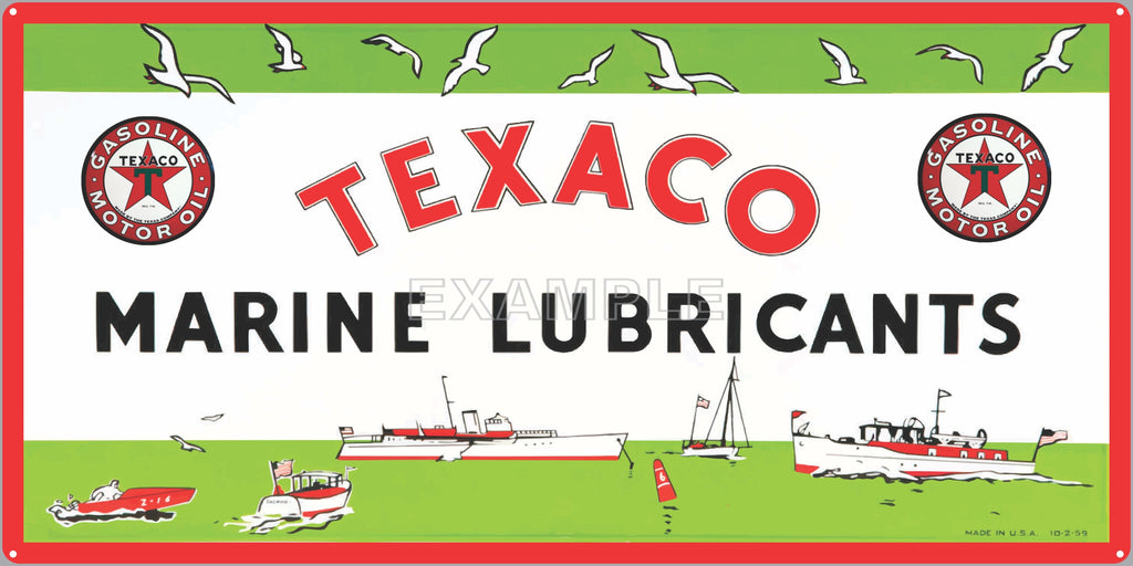 TEXACO MARINE LUBRICANTS DEALER BOAT MARINE WATERCRAFT OLD SIGN REMAKE ALUMINUM CLAD SIGN VARIOUS SIZES