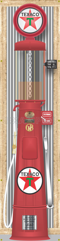 TEXACO GAS STATION OLD VISIBLE GAS PUMP RUSTIC PRINTED BANNER MURAL ART 2' x 8'