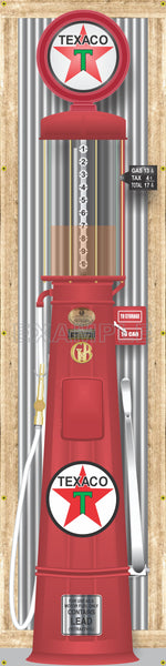 TEXACO GAS STATION OLD VISIBLE GAS PUMP RUSTIC PRINTED BANNER MURAL ART 2' x 8'