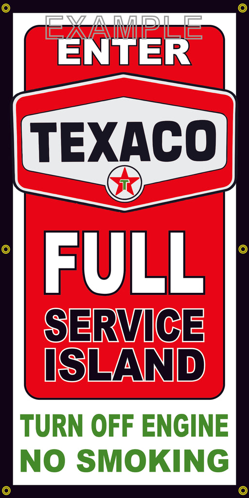 TEXACO FULL SERVICE ISLAND VINTAGE OLD SCHOOL SIGN REMAKE BANNER SIGN ART MURAL 2' X 4'/3' X 6'