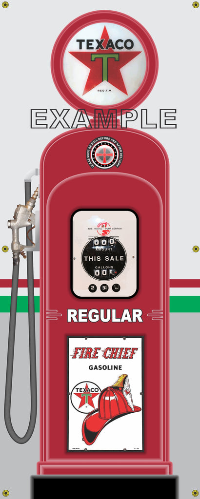 TEXACO GAS PUMP INDIVIDUAL OR SET PRINTED BANNER SHOP ART MURAL 2' X 5'