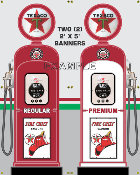 TEXACO GAS PUMP INDIVIDUAL OR SET PRINTED BANNER SHOP ART MURAL 2' X 5'