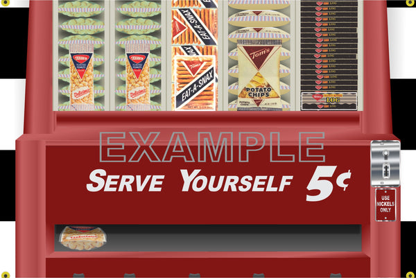 TOM'S TOASTED PEANUTS SNACK VENDING MACHINE MURAL Printed Banner XXL 3' x 6'