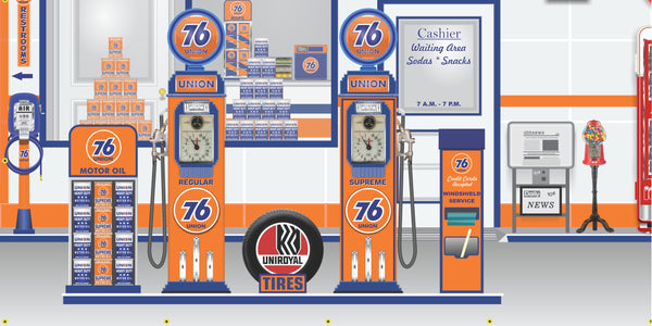 UNION 76 RETRO OLD GAS PUMP GAS STATION SCENE WALL MURAL SIGN BANNER GARAGE ART VARIOUS SIZES
