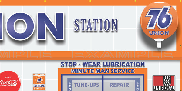 UNION 76 RETRO OLD GAS PUMP GAS STATION SCENE WALL MURAL SIGN BANNER GARAGE ART VARIOUS SIZES