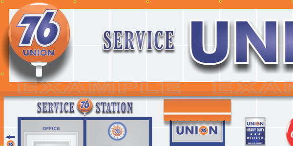 UNION 76 RETRO OLD GAS PUMP GAS STATION SCENE WALL MURAL SIGN BANNER GARAGE ART VARIOUS SIZES