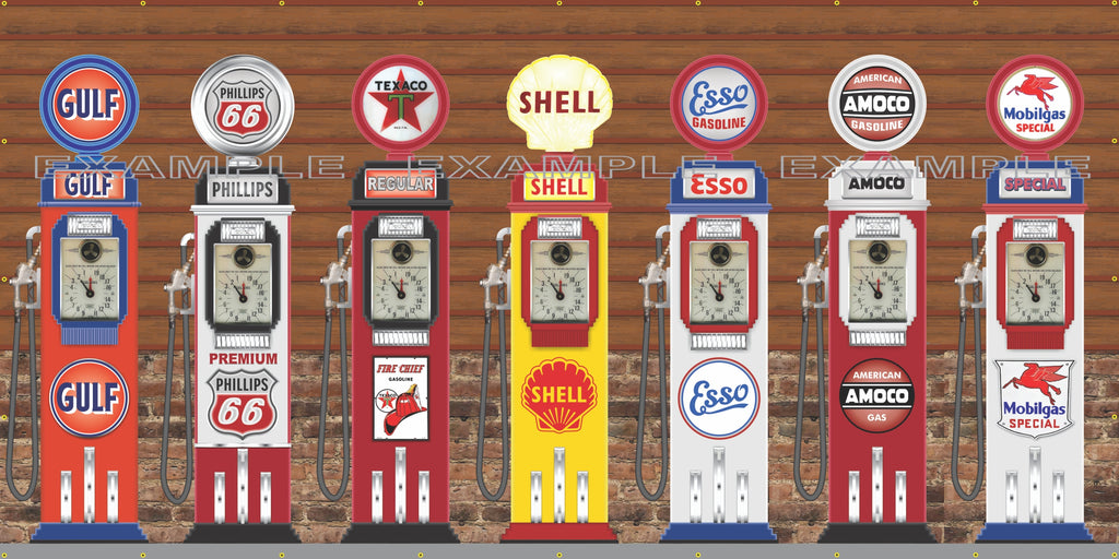 TOKHEIM CLOCK FACE GAS PUMP COLLECTION SCENE WALL MURAL SIGN BANNER GARAGE ART VARIOUS SIZES