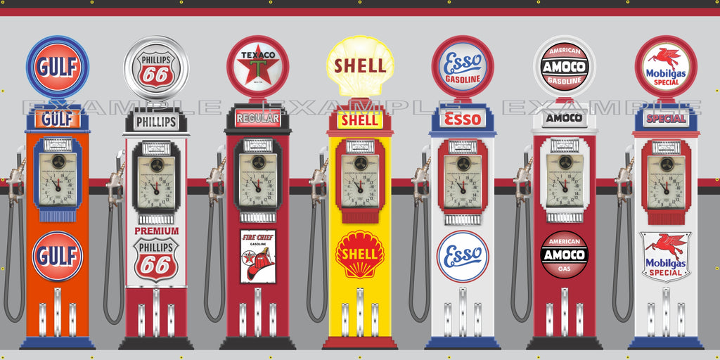 TOKHEIM CLOCK FACE GAS PUMP COLLECTION SCENE WALL MURAL SIGN BANNER GARAGE ART VARIOUS SIZES