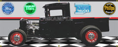 1932 FORD TRUCK HOT ROD BLACK GARAGE SCENE SIDE VIEW BANNER SIGN CAR ART MURAL VARIOUS SIZES