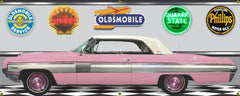 1962 Oldsmobile Starfire PINK MIST CAR GARAGE SCENE SIDE VIEW BANNER SIGN CAR ART MURAL VARIOUS SIZES 265427915654