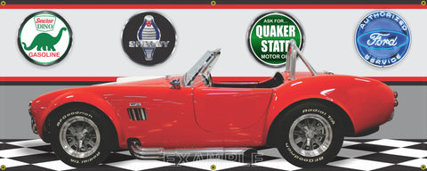1966 SHELBY COBRA RED BLACK INTERIOR CAR GARAGE SCENE SIDE VIEW BANNER SIGN CAR ART MURAL VARIOUS SIZES