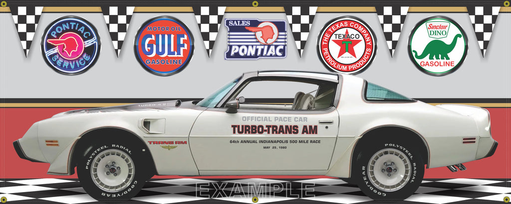 1980 PONTIAC FIREBIRD TRANS AM TURBO INDY 500 PACE CAR White GARAGE SCENE SIDE VIEW BANNER SIGN CAR ART MURAL VARIOUS SIZES 267215499161
