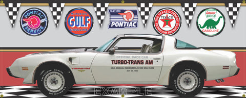1980 PONTIAC FIREBIRD TRANS AM TURBO INDY 500 PACE CAR White GARAGE SCENE SIDE VIEW BANNER SIGN CAR ART MURAL VARIOUS SIZES 267215499161