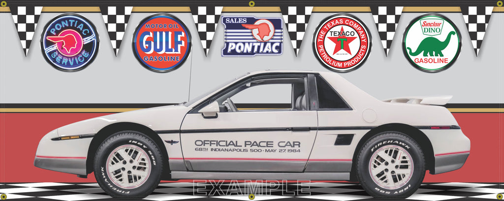 1984 PONTIAC FIERO INDY 500 PACE CAR GARAGE SCENE SIDE VIEW BANNER SIGN CAR ART MURAL VARIOUS SIZES