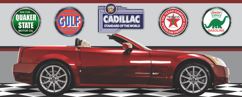 2006 CADILLAC XLR-V MAROON CONVERTIBLE GARAGE SCENE SIDE VIEW BANNER SIGN CAR ART MURAL VARIOUS SIZES