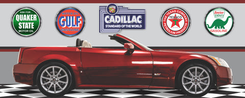 2006 CADILLAC XLR-V MAROON CONVERTIBLE GARAGE SCENE SIDE VIEW BANNER SIGN CAR ART MURAL VARIOUS SIZES