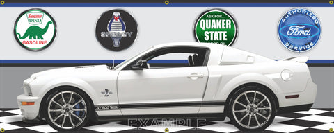 2007 Ford Mustang Shelby GT500 Super Snake WHITE GARAGE SCENE SIDE VIEW BANNER SIGN CAR ART MURAL VARIOUS SIZES