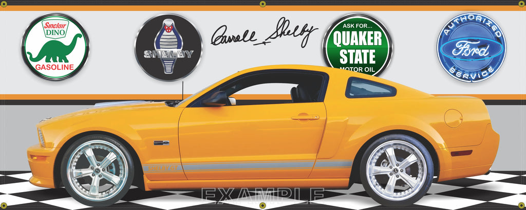 2008 Mustang Shelby GT-California GRABBER ORANGE GARAGE SCENE SIDE VIEW BANNER SIGN CAR ART MURAL VARIOUS SIZES