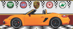 2008 Porsche Boxster S Limited Edition CONVERTIBLE ORANGE GARAGE SCENE SIDE VIEW BANNER SIGN CAR ART MURAL VARIOUS SIZES