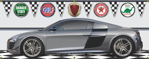 2011 AUDI R8 GRAY GARAGE SCENE SIDE VIEW BANNER SIGN CAR ART MURAL VARIOUS SIZES