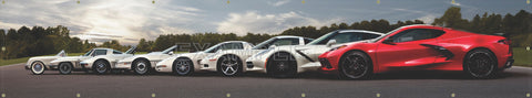GENERATIONS OF CHEVROLET CORVETTES CUSTOM BANNER ART MURAL 30" x 162"