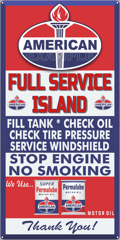 AMERICAN OIL PRODUCTS GAS FULL SERVICE ISLAND GAS STATION SERVICE GASOLINE OLD SIGN REMAKE ALUMINUM CLAD SIGN VARIOUS SIZES
