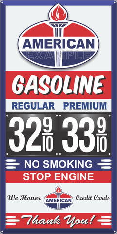 AMERICAN OIL PRODUCTS GAS STATION GAS PRICE PER GALLON SERVICE STATION GASOLINE OLD SIGN REMAKE ALUMINUM CLAD SIGN VARIOUS SIZES