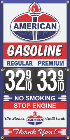 AMERICAN OIL PRODUCTS GAS STATION GAS PRICE PER GALLON VINTAGE OLD SIGN REMAKE BANNER SIGN ART MURAL VARIOUS SIZES