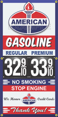AMERICAN OIL PRODUCTS GAS STATION GAS PRICE PER GALLON VINTAGE OLD SIGN REMAKE BANNER SIGN ART MURAL VARIOUS SIZES