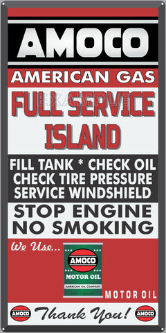 AMOCO GAS FULL SERVICE ISLAND GAS STATION SERVICE GASOLINE OLD SIGN REMAKE ALUMINUM CLAD SIGN VARIOUS SIZES