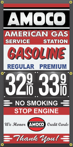 AMOCO GAS STATION GAS PRICE PER GALLON VINTAGE OLD SIGN REMAKE BANNER SIGN ART MURAL VARIOUS SIZES