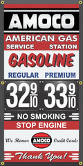 AMOCO GAS STATION GAS PRICE PER GALLON VINTAGE OLD SIGN REMAKE BANNER SIGN ART MURAL VARIOUS SIZES