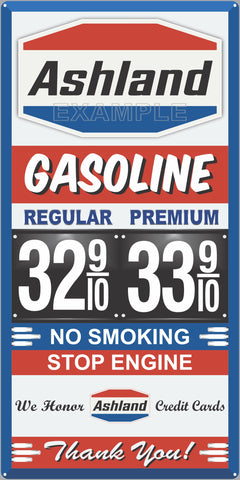 ASHLAND GAS STATION GAS PRICE PER GALLON SERVICE STATION GASOLINE OLD SIGN REMAKE ALUMINUM CLAD SIGN VARIOUS SIZES