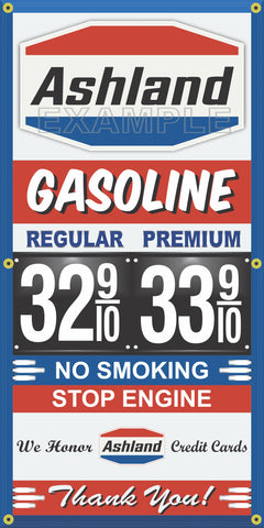 ASHLAND GAS STATION GAS PRICE PER GALLON VINTAGE OLD SIGN REMAKE BANNER SIGN ART MURAL VARIOUS SIZES