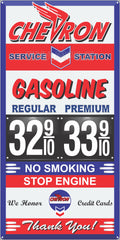 CHEVRON GAS STATION GAS PRICE PER GALLON SERVICE STATION GASOLINE OLD SIGN REMAKE ALUMINUM CLAD SIGN VARIOUS SIZES