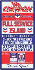 CHEVRON GAS FULL SERVICE ISLAND GAS STATION SERVICE GASOLINE OLD SIGN REMAKE ALUMINUM CLAD SIGN VARIOUS SIZES