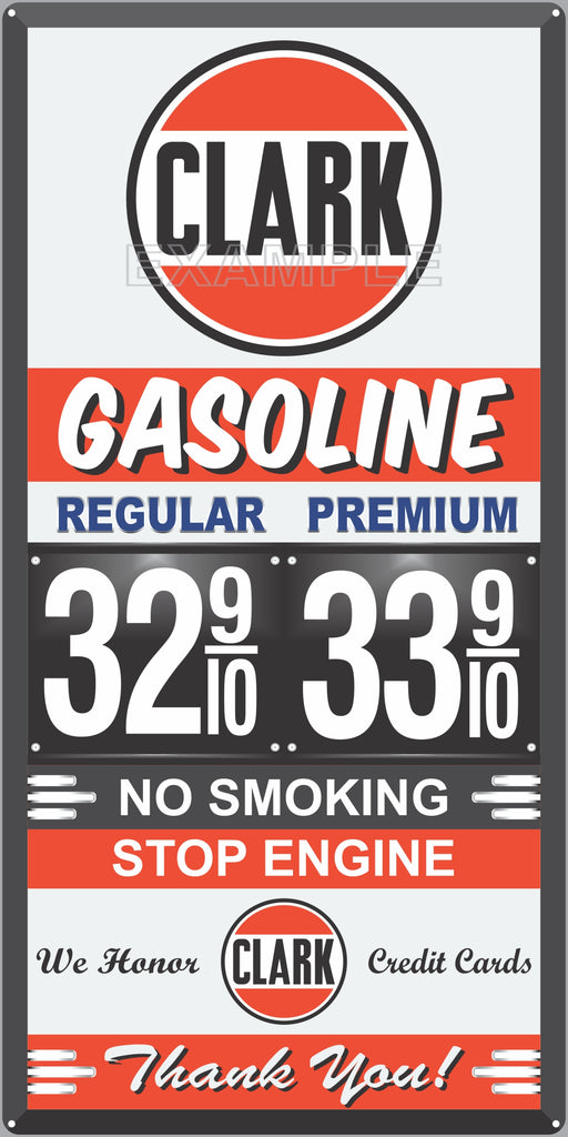 CLARK GAS STATION GAS PRICE PER GALLON SERVICE STATION GASOLINE OLD SIGN REMAKE ALUMINUM CLAD SIGN VARIOUS SIZES