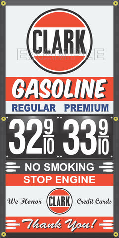 CLARK GAS STATION GAS PRICE PER GALLON VINTAGE OLD SIGN REMAKE BANNER SIGN ART MURAL VARIOUS SIZES