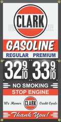 CLARK GAS STATION GAS PRICE PER GALLON VINTAGE OLD SIGN REMAKE BANNER SIGN ART MURAL VARIOUS SIZES