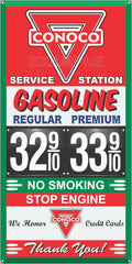 CONOCO GAS STATION GAS PRICE PER GALLON SERVICE STATION GASOLINE OLD SIGN REMAKE ALUMINUM CLAD SIGN VARIOUS SIZES