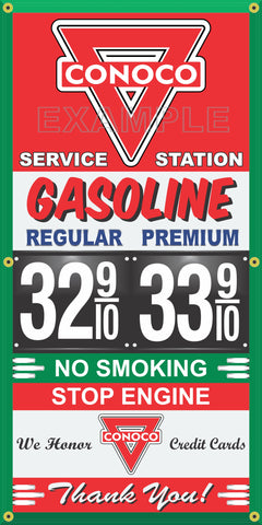 CONOCO GAS STATION GAS PRICE PER GALLON VINTAGE OLD SIGN REMAKE BANNER SIGN ART MURAL VARIOUS SIZES