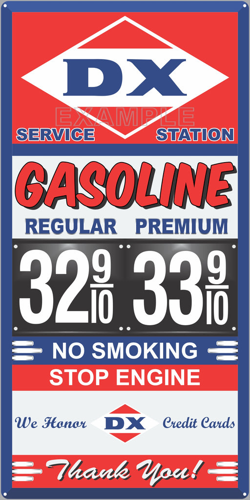 DX GAS STATION GAS PRICE PER GALLON SERVICE STATION GASOLINE OLD SIGN REMAKE ALUMINUM CLAD SIGN VARIOUS SIZES