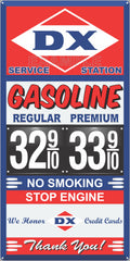 DX GAS STATION GAS PRICE PER GALLON SERVICE STATION GASOLINE OLD SIGN REMAKE ALUMINUM CLAD SIGN VARIOUS SIZES